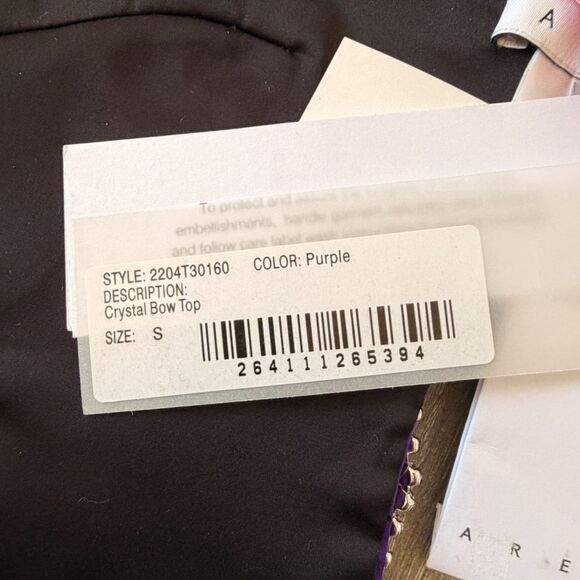 NWT Area Purple Crystal Bow Top Small - Picture 10 of 12